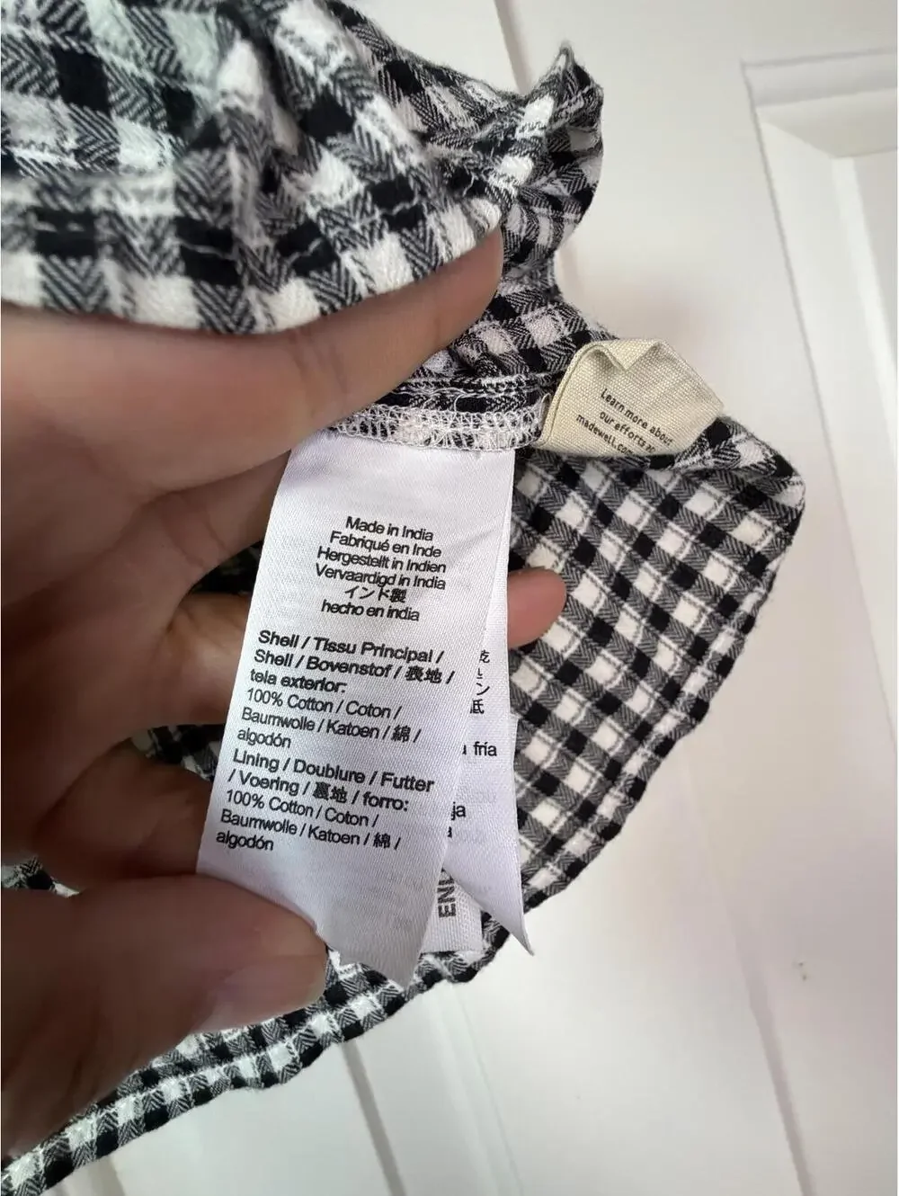 Madewell Black White Gingham Peplum Top Puff Sleeve Cottagecore XXS NWT